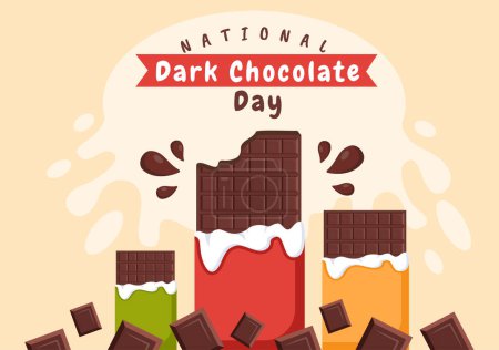 Illustration for World Dark Chocolate Day On February 1st for the Health and Happiness That Choco Brings in Flat Style Cartoon Hand Drawn Templates Illustration - Royalty Free Image