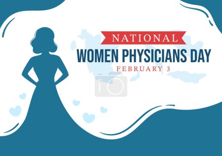 Ilustración de Día Nacional de la Mujer Médicos el 3 de febrero para honrar a las Doctoras en todo el país en dibujos animados planos Plantillas dibujadas a mano Ilustración - Imagen libre de derechos
