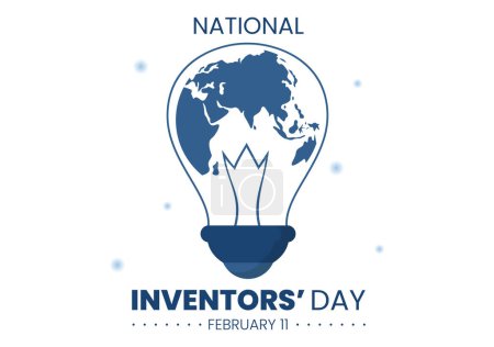 Téléchargez les illustrations : Journée nationale des inventeurs le 11 février Célébration de l'innovation géniale pour honorer le créateur de science dans un dessin animé plat Illustration du modèle dessiné à la main - en licence libre de droit