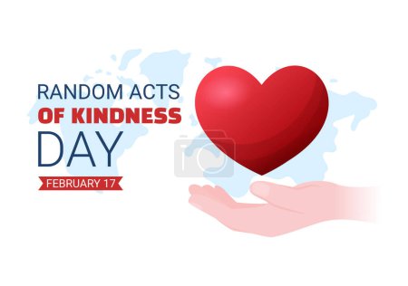 Illustration for Random Acts of Kindness on February 17th Various Small Actions to Give Happiness in Flat Cartoon Hand Drawn Template Illustration - Royalty Free Image