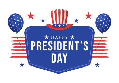 Happy Presidents Day with Stars and USA Flag for the President of America Suitable for Poster in Flat Cartoon Hand Drawn Templates Illustration