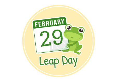 Photo for Happy Leap Day on 29 February with Cute Frog in Flat Style Cartoon Hand Drawn Background Templates Illustration - Royalty Free Image