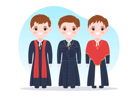 Illustration for Lutheran Pastor or Protestant Christian Religious Leader Investing in Flat Cute Cartoon Hand Drawn Template Illustration - Royalty Free Image