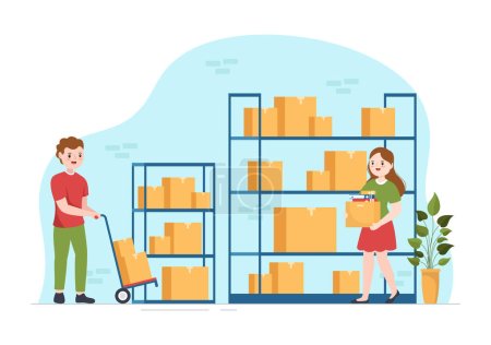 Self Storage of Cardboard Boxes Filled with Unused Items in Mini Warehouse or Rental Garage in Flat Cartoon Hand Drawn Templates Illustration