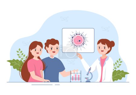Illustration for Fertility Clinic on Infertility Treatment for Couples and Handles in Vitro Fertilization Programs in Flat Cartoon Hand Drawn Templates Illustration - Royalty Free Image