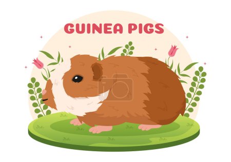 Illustration for Guinea Pig Pets Hamsters Animals Breeds Suitable for Poster or Greeting Card in Flat Cute Cartoon Hand Drawn Templates Illustration - Royalty Free Image