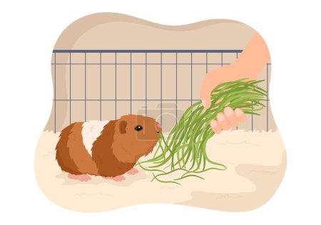 Illustration for Guinea Pig Pets Hamsters Animals Breeds Suitable for Poster or Greeting Card in Flat Cute Cartoon Hand Drawn Templates Illustration - Royalty Free Image
