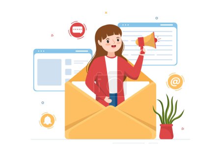 Illustration for Email Service with Correspondence Delivery, Electronic Mail Message and Business Marketing in Flat Cartoon Hand Drawn Templates Illustration - Royalty Free Image