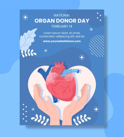 Illustration for World Organ Donation Day Poster Flat Cartoon Hand Drawn Background Templates Illustration - Royalty Free Image