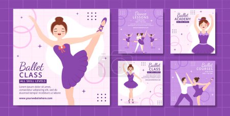 Ilustración de Ballet or Ballerina Social Media Post Flat Cartoon Hand Drawn Templates Illustration - Imagen libre de derechos