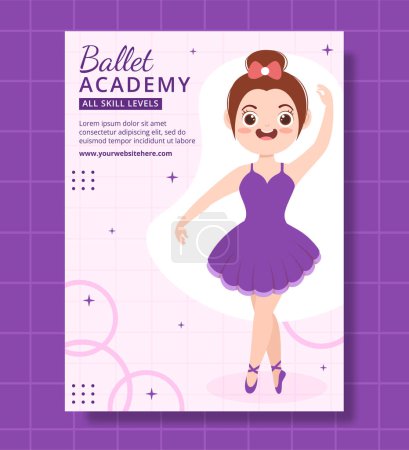 Ilustración de Ballet or Ballerina Poster Flat Cartoon Hand Drawn Background Templates Illustration - Imagen libre de derechos
