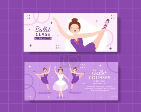 Ilustración de Ballet or Ballerina Horizontal Banner Flat Cartoon Hand Drawn Background Templates Illustration - Imagen libre de derechos