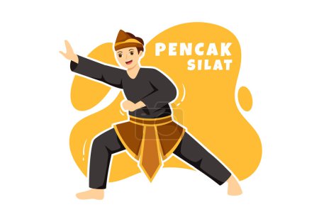 Pencak Silat Sport Illustration with People Pose Martial Artist from Indonesia for Web Banner or Landing Page in Flat Cartoon Hand Drawn Templates