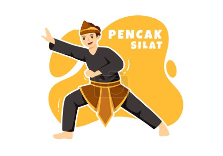 Illustration for Pencak Silat Sport Illustration with People Pose Martial Artist from Indonesia for Web Banner or Landing Page in Flat Cartoon Hand Drawn Templates - Royalty Free Image