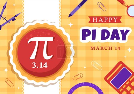 Ilustración de World Pi Day Illustration with Mathematical Constants, Greek Letters or Baked Sweet Pie for Landing Page in Hand Drawn Cartoon Symbol Templates - Imagen libre de derechos