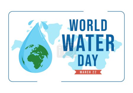 Téléchargez les illustrations : World Water Day on 5 March Illustration with Waterdrop from Earth for Web Banner or Landing Page in Flat Cartoon Hand Drawn Templates Illustration - en licence libre de droit