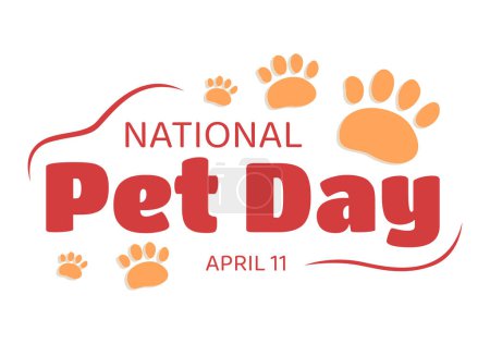 Photo for National Pet Day on April 11 Illustration with Cute Pets of Cats and Dogs for Web Banner or Landing Page in Flat Cartoon Hand Drawn Templates - Royalty Free Image