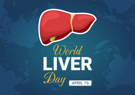 Illustration for World Liver day on April 19th Illustration to Raise Global Awareness of Hepatitis in Flat Cartoon Hand Drawn for Web Banner or Landing Page Templates - Royalty Free Image