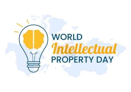Téléchargez les illustrations : World Intellectual Property Day Illustration with Creativity and Light Bulb Idea for Web Banner or Landing Page in Flat Cartoon Hand Drawn Templates - en licence libre de droit