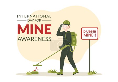Illustration for International Mine Awareness Day on April 04 Illustration with Do Not Step on Landmines for Web Banner in Flat Cartoon Hand Drawn Templates - Royalty Free Image