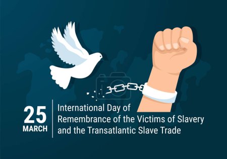 Téléchargez les illustrations : International Day of Remembrance of the Victims of Slavery and Transatlantic Slave Trade Hand Drawn Illustration with broken handcuffs on hand Design - en licence libre de droit