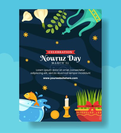 Téléchargez les illustrations : Happy Nowruz Day Vertical Poster Flat Cartoon Hand Drawn Templates Background Illustration - en licence libre de droit