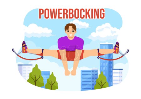 Illustration for Powerbocking Sport Illustration with Jumping Boots for Web Banner or Landing Page in Extreme Sports Flat Cartoon Hand Drawn Templates - Royalty Free Image