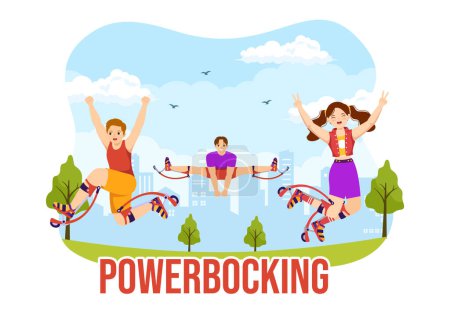 Illustration for Powerbocking Sport Illustration with Jumping Boots for Web Banner or Landing Page in Extreme Sports Flat Cartoon Hand Drawn Templates - Royalty Free Image