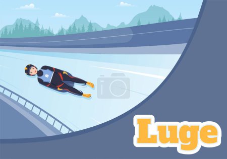 Illustration for Luge Sled Race Athlete Winter Sport Illustration with Riding a Sledding, Ice and Bobsleigh in Flat Cartoon Hand Drawn for Landing Page Templates - Royalty Free Image