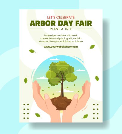 Téléchargez les illustrations : Happy Arbor Day Vertical Poster Cartoon Hand Drawn Templates Background Illustration - en licence libre de droit