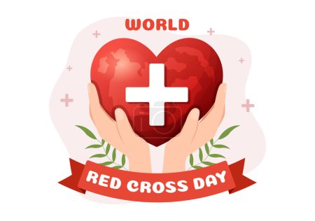 Illustration for World Red Cross Day on May 8 Illustration to Medical Health and Providing Blood In Hand Drawn for Web Banner or Landing Page Templates - Royalty Free Image