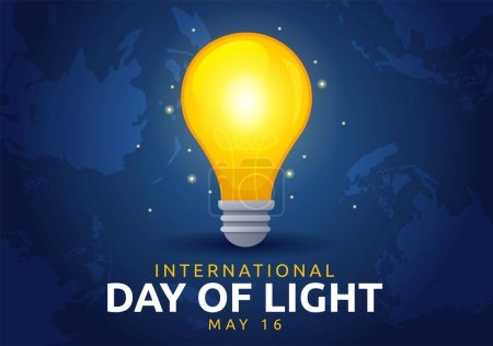 Illustration for International Day of Light on May 16 Illustration to the Importance Use of Lamp in Flat Cartoon Hand Drawn for Banner or Landing Page Templates - Royalty Free Image
