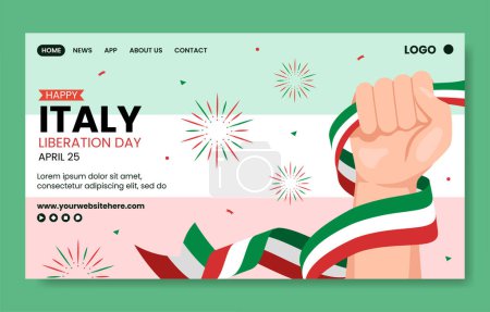 Illustration for Italy Liberation Day Social Media Landing Page Hand Drawn Template Background Illustration - Royalty Free Image