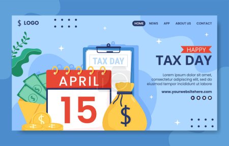 Illustration for Tax Day Social Media Landing Page Hand Drawn Template Background Illustration - Royalty Free Image