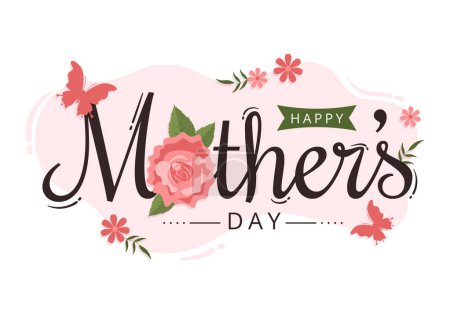 Illustration for Happy Mother Day on May 14 Illustration with Affection for Baby and Kids in Flat Cartoon Hand Drawn for Web Banner or Landing Page Templates - Royalty Free Image