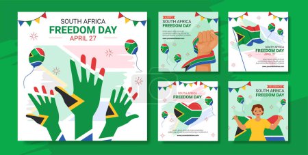 Illustration for Happy South Africa Freedom Day Social Media Post Flat Cartoon Hand Drawn Templates Illustration - Royalty Free Image
