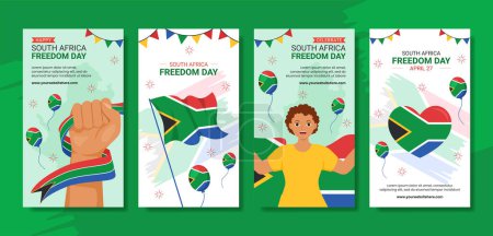 Illustration for Happy South Africa Freedom Day Social Media Stories Cartoon Hand Drawn Templates Illustration - Royalty Free Image