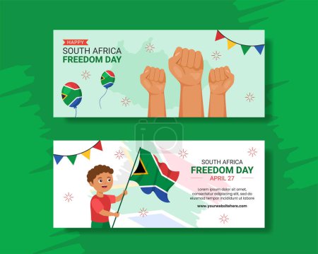 Illustration for Happy South Africa Freedom Day Horizontal Banner Flat Cartoon Hand Drawn Templates Illustration - Royalty Free Image