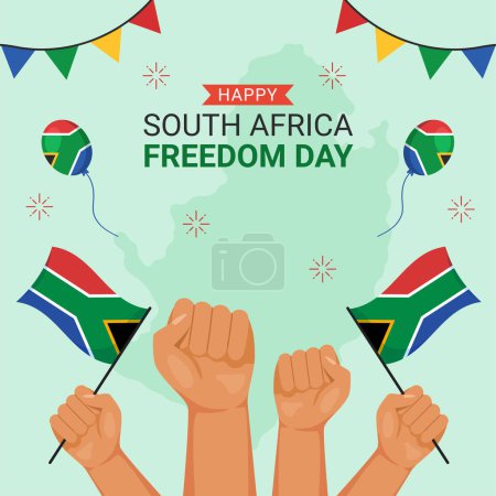 Illustration for Happy South Africa Freedom Day Social Media Background Illustration Hand Drawn Templates - Royalty Free Image