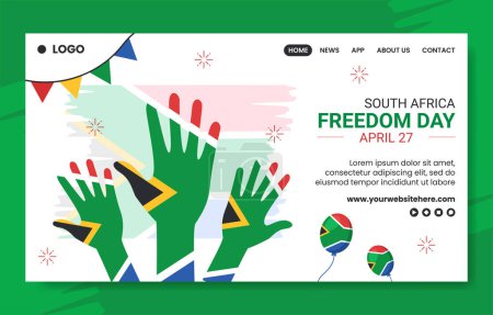 Illustration for Happy South Africa Freedom Day Social Media Landing Page Hand Drawn Template Illustration - Royalty Free Image