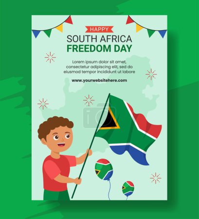 Illustration for Happy South Africa Freedom Day Vertical Poster Cartoon Hand Drawn Templates Background Illustration - Royalty Free Image