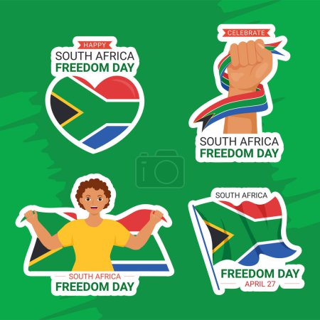 Illustration for Happy South Africa Freedom Day Label Flat Cartoon Hand Drawn Templates Background Illustration - Royalty Free Image