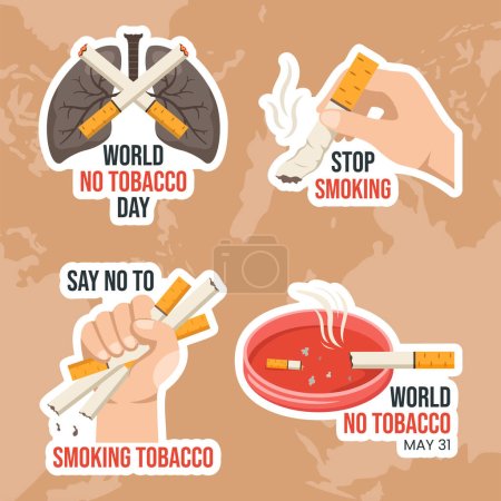 World No Tobacco Day Label Flat Cartoon Hand Drawn Templates Background Illustration
