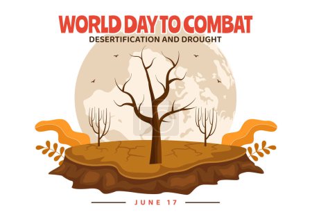 Illustration for World Day to Combat Desertification and Drought Vector Illustration with Turning the Desert Into Fertile Land and Pastures in Hand Drawn Illustration - Royalty Free Image