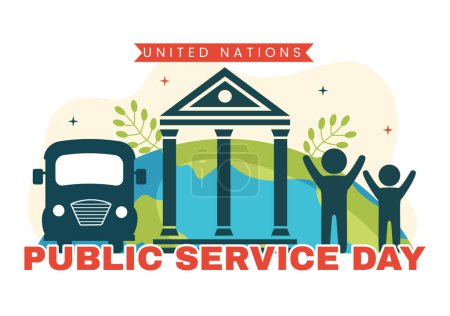 Illustration for United Nations Public Service Day Vector Illustration on June 23 with Publics Services to the Community in Flat Cartoon Hand Drawn Poster Templates - Royalty Free Image