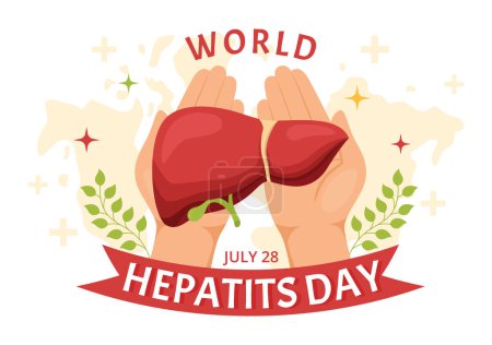 Illustration for World Hepatitis Day Vector Illustration of Patient Diseased Liver, Cancer and Cirrhosis in Health Care Flat Cartoon Hand Drawn Landing Page Templates - Royalty Free Image