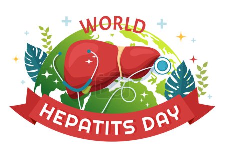 Illustration for World Hepatitis Day Vector Illustration of Patient Diseased Liver, Cancer and Cirrhosis in Health Care Flat Cartoon Hand Drawn Landing Page Templates - Royalty Free Image