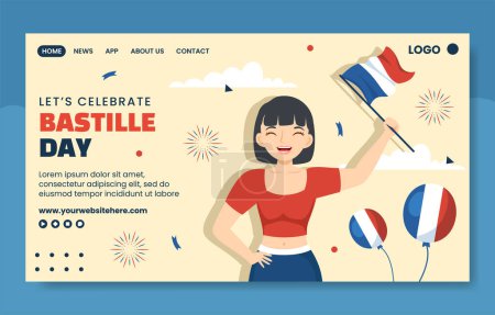 Illustration for Happy Comoros Independence Day Social Media Landing Page Illustration Flat Cartoon Hand Drawn Template - Royalty Free Image