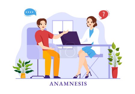 Illustration for Anamnesis System Vector Illustration for Information About the Disease and Healthcare Database in Flat Cartoon Hand Drawn Landing Page Templates - Royalty Free Image