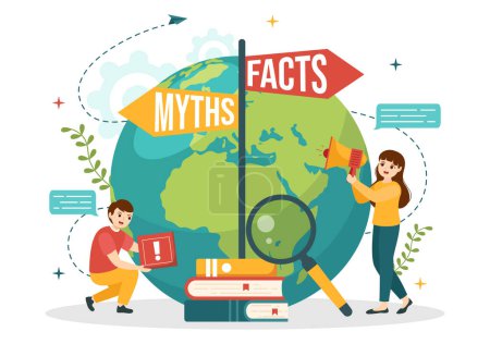Fact Check Vector Illustration With Myths vs Facts News for Thorough Checking or Compare Evidence in Flat Cartoon Hand Drawn Landing Page Templates